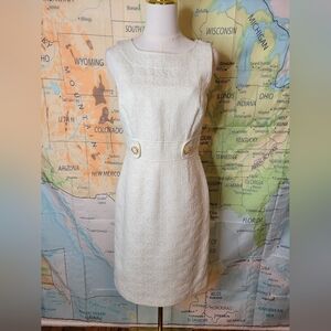 Antonio Melani Cream Sleeveless Dress With Accent Buttons Size 4